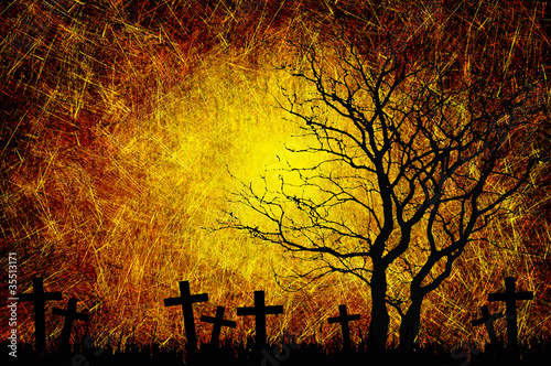 Grunge textured Halloween night background