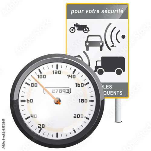 vecteur, compteur et panneau radar