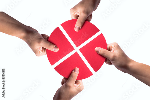 red circle on white puzzle