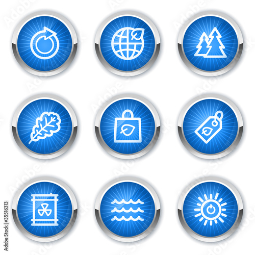 Ecology web icons set 3, blue buttons