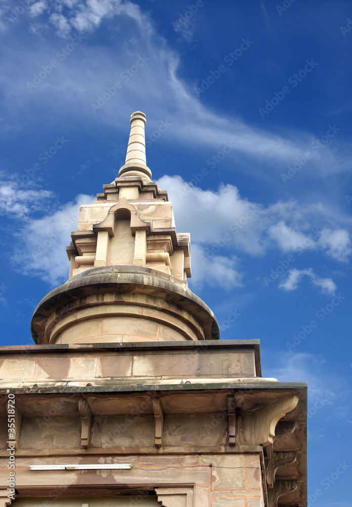 Beautiful tower of modern Mulagandhakuti Vihara temple, sarnath