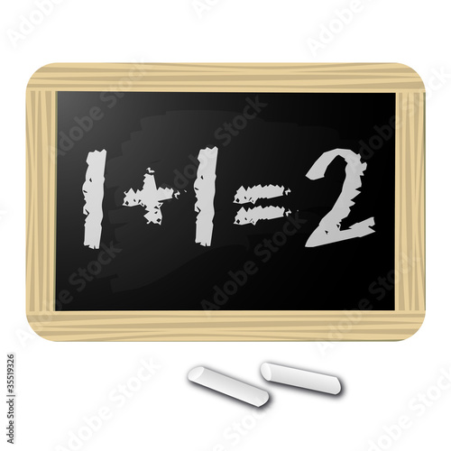 1+1=2 Ardoise blackboard