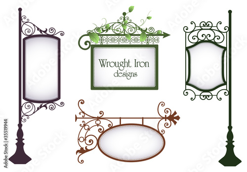 Wrought iron vintage signs