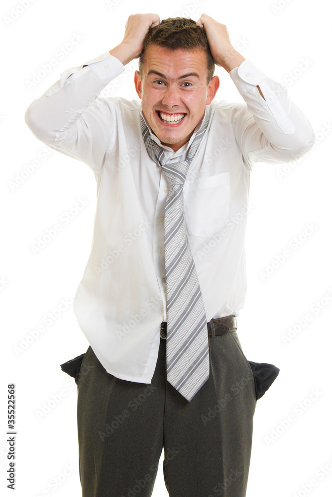 Bankrupt businessman on white background. Bankrupt businessman on white background.