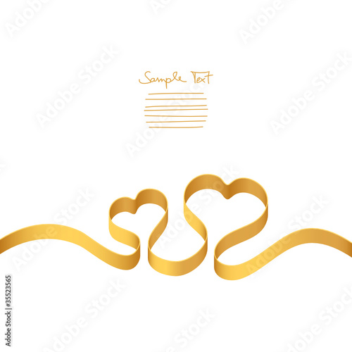 Gold Ribbon 2 Hearts