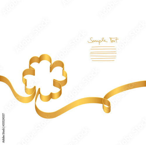 Gold Ribbon Clover-Leaf & Swirl