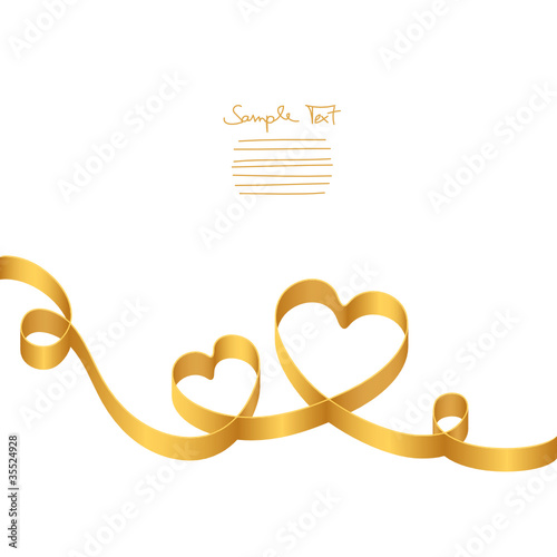 Gold Ribbon 2 Hearts & Swirls