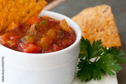 Peach Mango Salsa with chipotle Chips