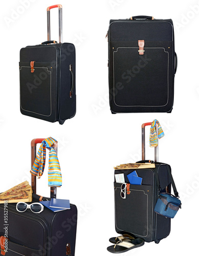 black suitcase trips and accessories for rest photo