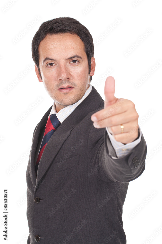 young business man going thumb up young business man going thumb up