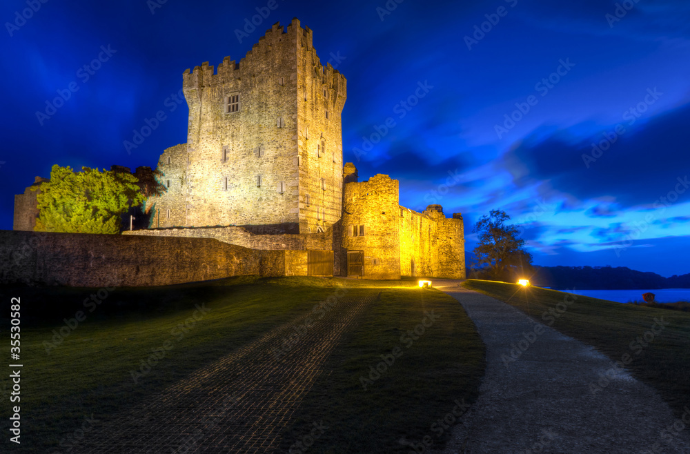 15th Century Ross castle at night, Co. Kerry - Ireland