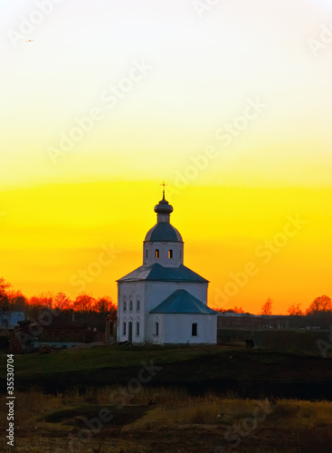 Russian chapel on sunset