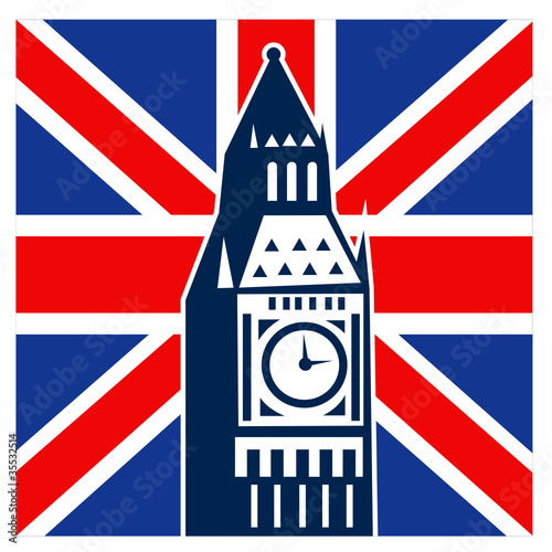 London Big Ben British Union Jack flag