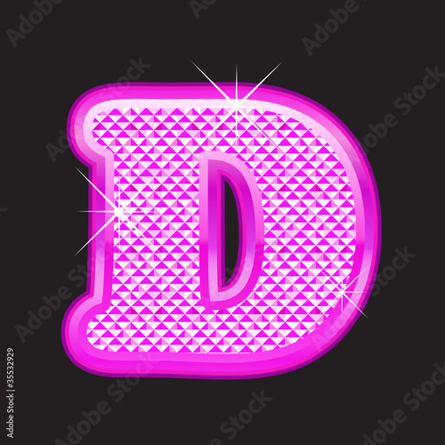 D letter pink bling girly