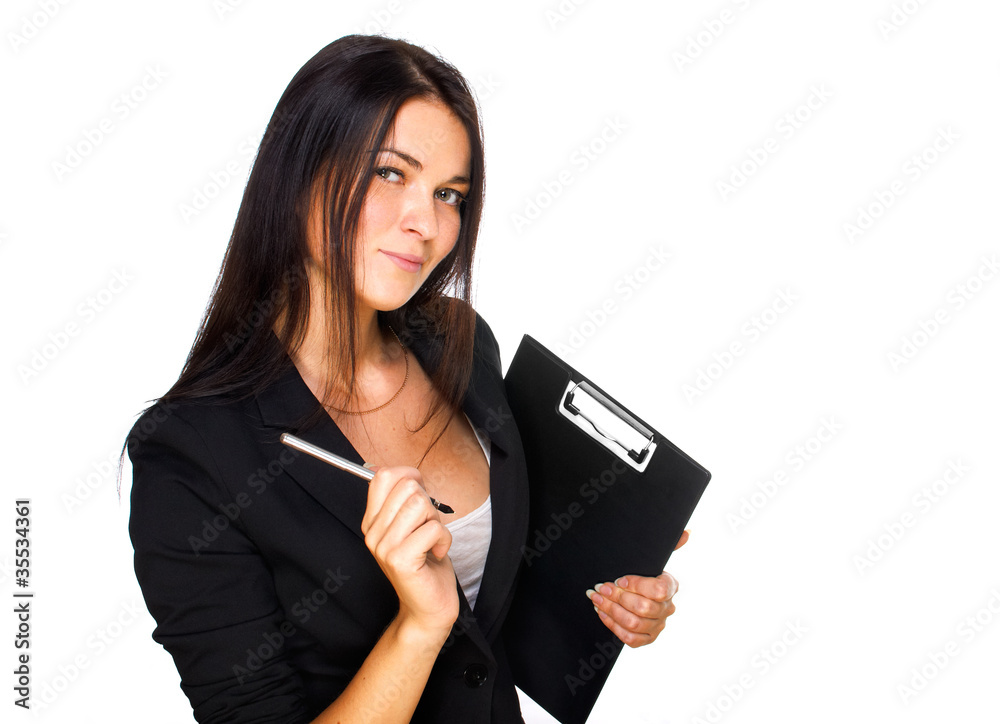 Portrait of business woman taking notes Portrait of business woman taking notes