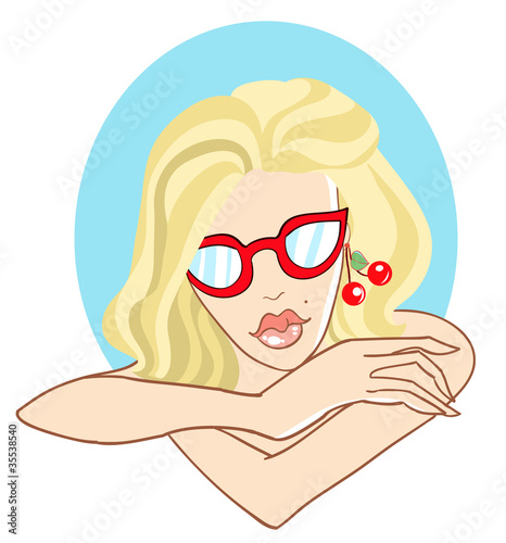 Blonde girl with glasses