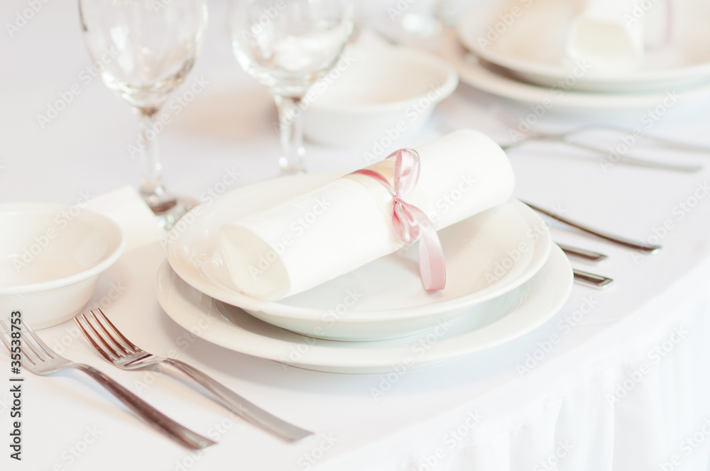 Details of a wedding table set for fine dining Details of a wedding table set for fine dining