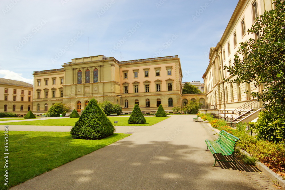 University of Geneva building in the Bastions park, Switzerland.