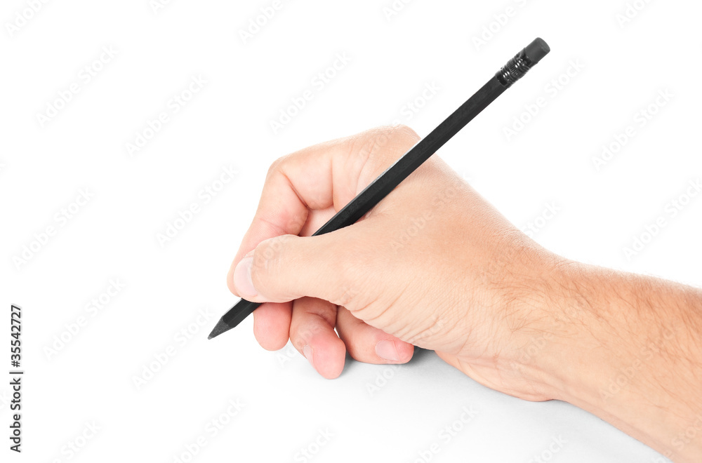 Black pencil in hand Black pencil in hand