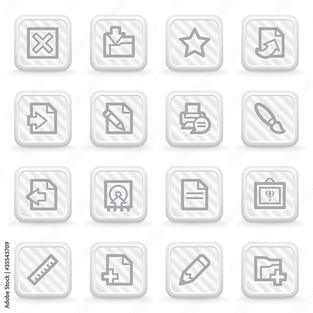Document web icons, on gray buttons. Document web icons, on gray buttons.