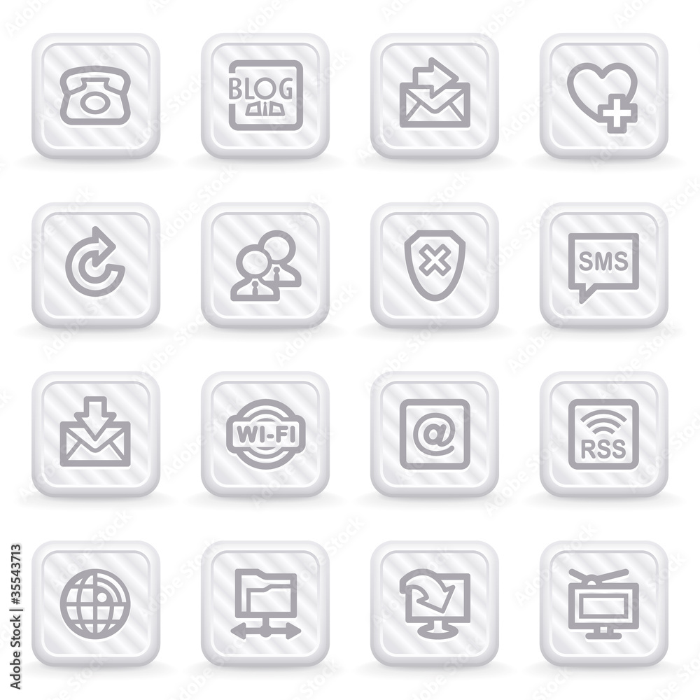 Communication icons on gray buttons. Communication icons on gray buttons.