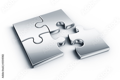 Metal puzzle pieces