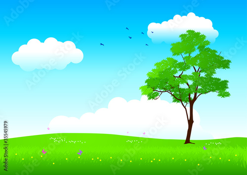 Vector illustration of a tree in springtime