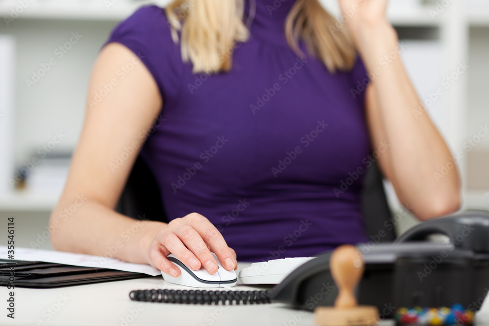 Fototapeta premium frau arbeitet am computer
