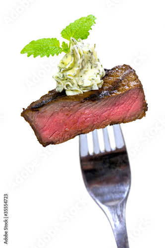 Steak Mignon-Gourmet Häppchen,Freisteller in Weiss photo