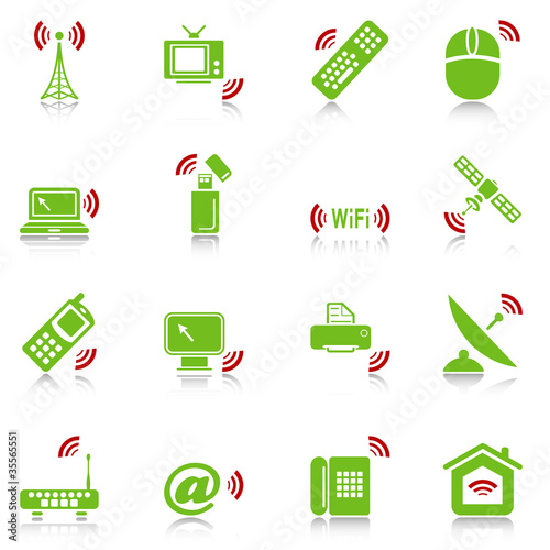 Wireless devices icons - green-red series