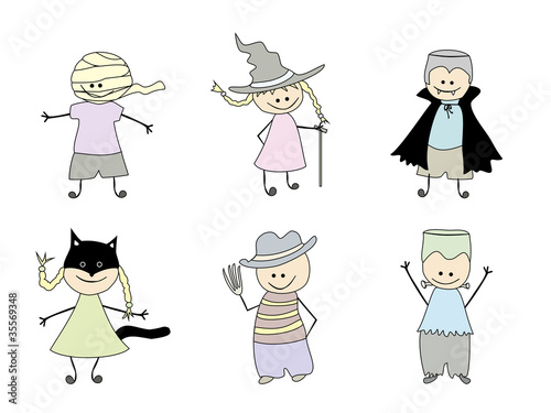 Children in costumes for Halloween