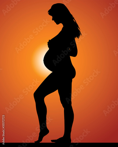 Pregnant woman. Sunset