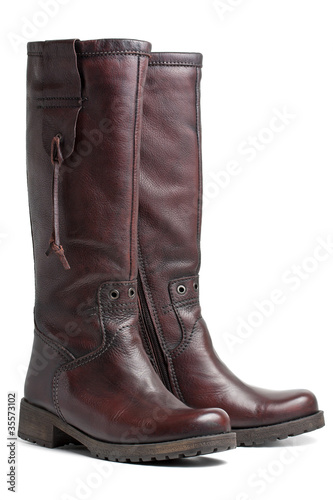 Brown leather boots