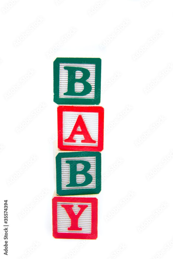 Tower of Baby Blocks in christmas colours isolated on white Tower of Baby Blocks in christmas colours isolated on white