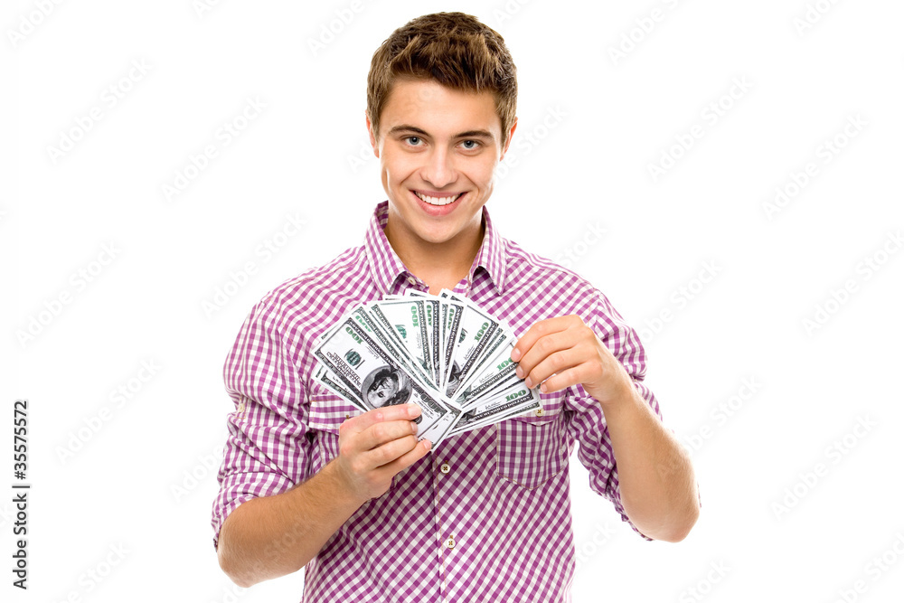 Man holding dollar bills