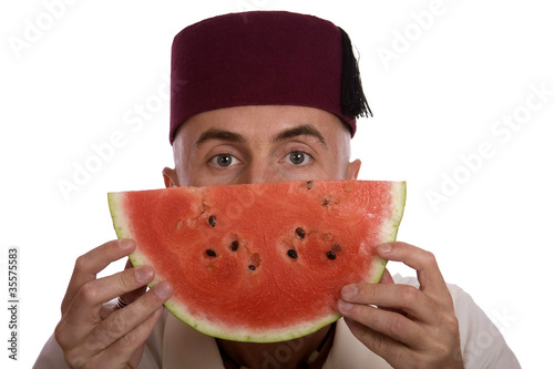 Mann mit Wassermelone photo