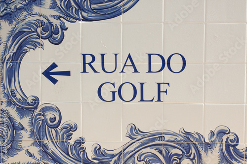 Portuguse azulejos street name photo