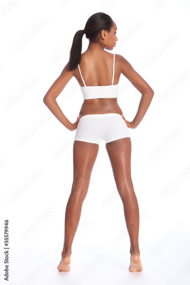 Fit healthy body of young african american woman Fit healthy body of young african american woman