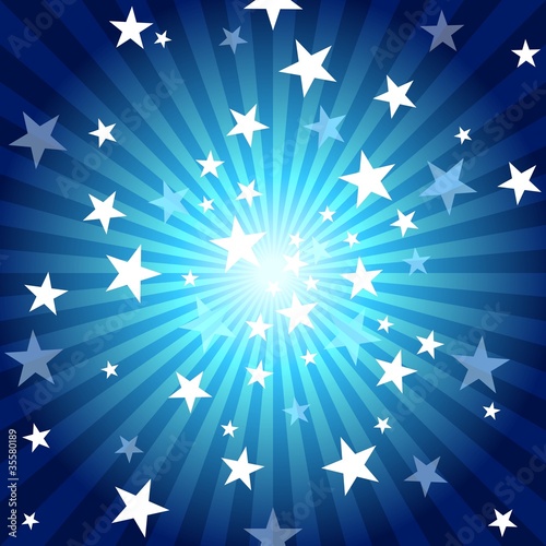 Sun Rays and Stars - Blue A...
