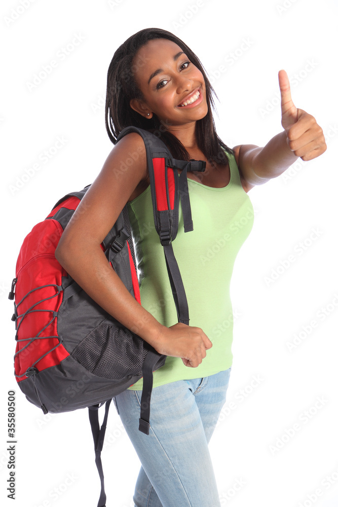 African American teenage school girl happy success African American teenage school girl happy success