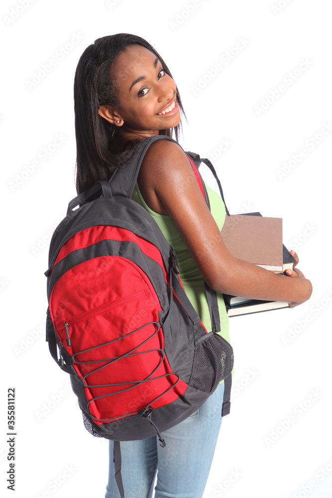 Cute African American high school student girl Cute African American high school student girl