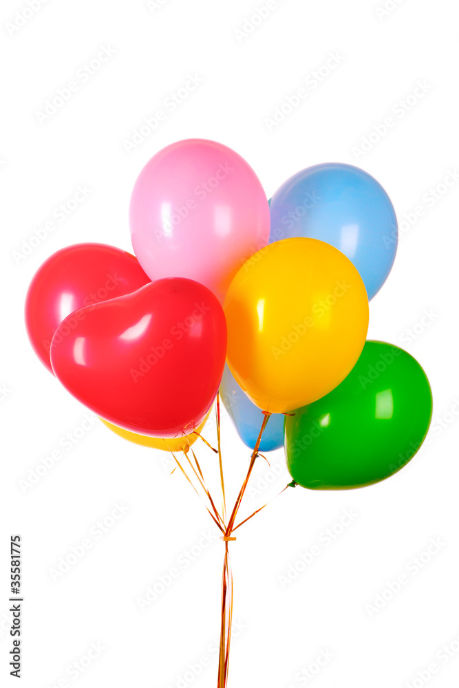 Flying balloons isolated on white Flying balloons isolated on white