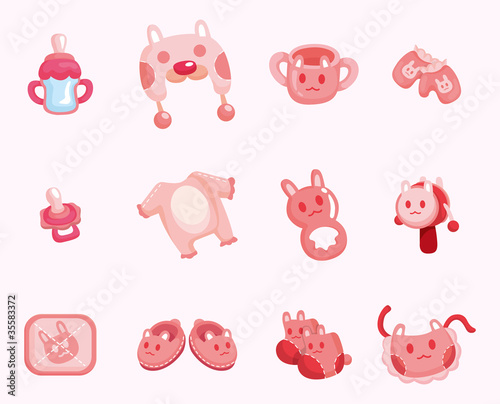 cartoon baby good icon set