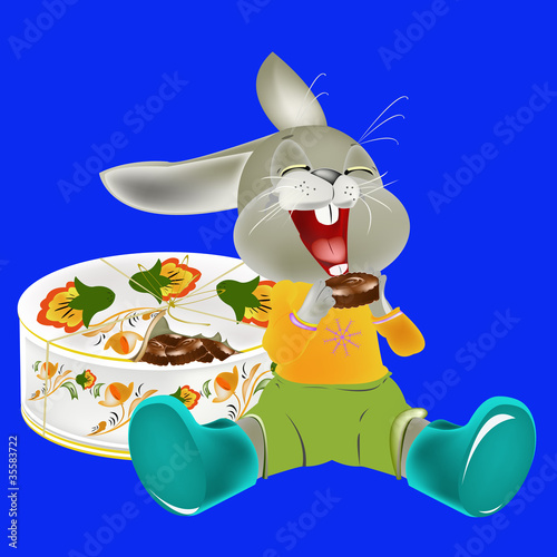 The cheerful hare likes to regale on sweets