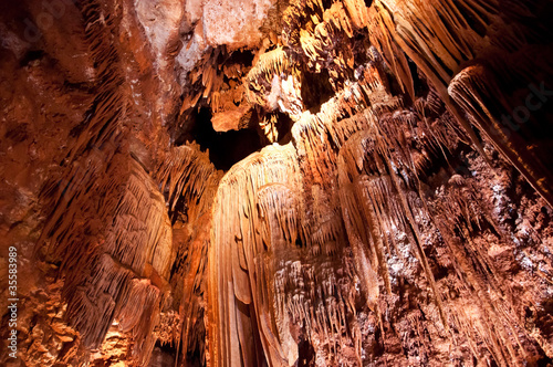 Tall cave formations inside a natural grotto