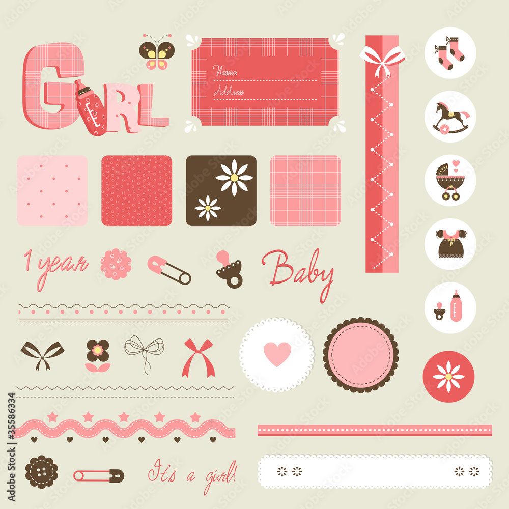scrapbook baby set - girl