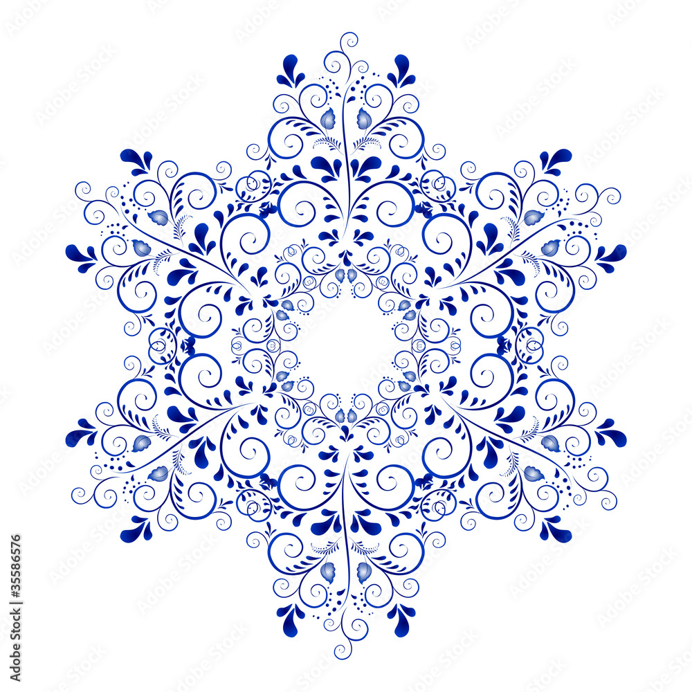 Russian ornaments. New Year's snowflake.