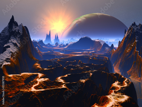 Fototapeta Naklejka Na Ścianę i Meble -  Twisted Rock Canyon on Distant World
