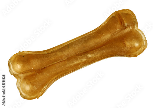 Bone shape dog chew isolated over white background
