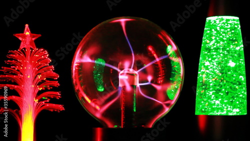 Energy lines move inside plasma ball and decorative lamps photo